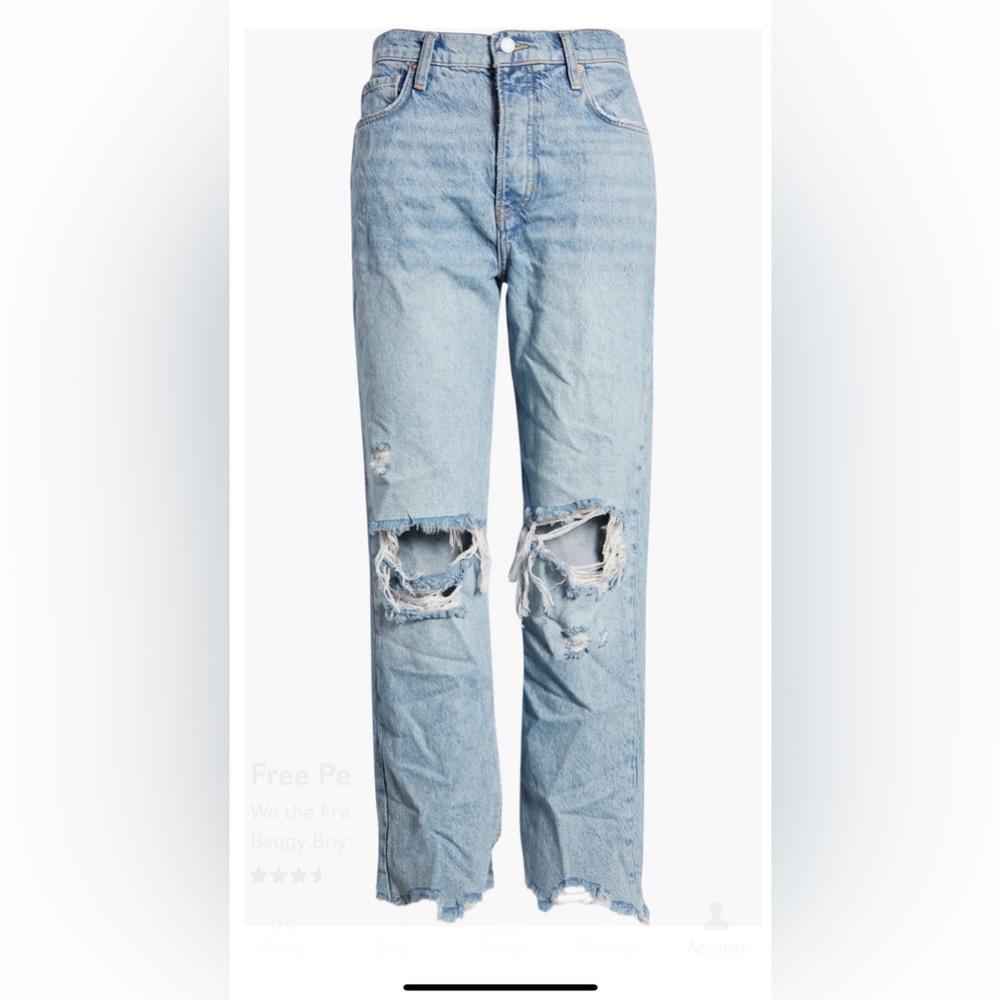 Free People Distressed Tapered Baggy Boyfriend Jeans